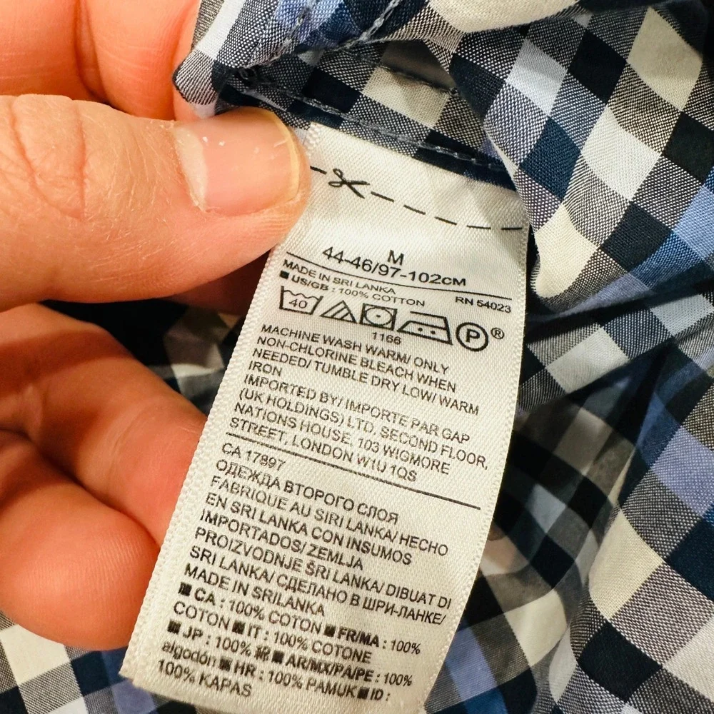 Banana Republic Shirt  Mens Medium Grant Fit Blue White Custom Gingham‎ Shirt